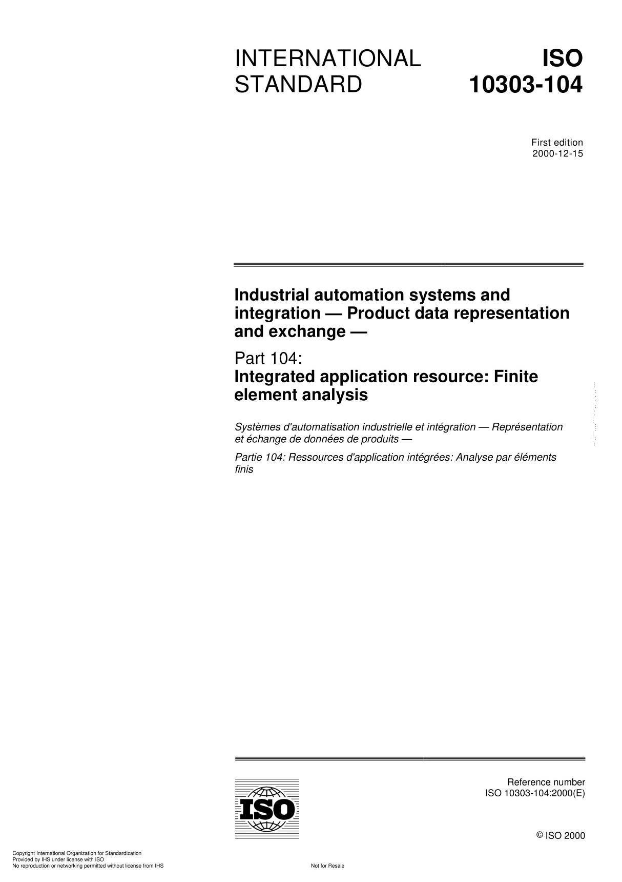 ISO 10303-104 Industrial automation systems and integration  Product data representation and exchange