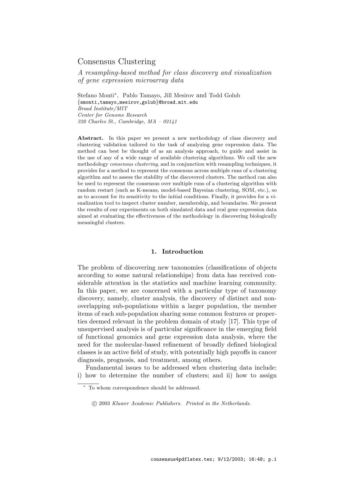 consensus clustering