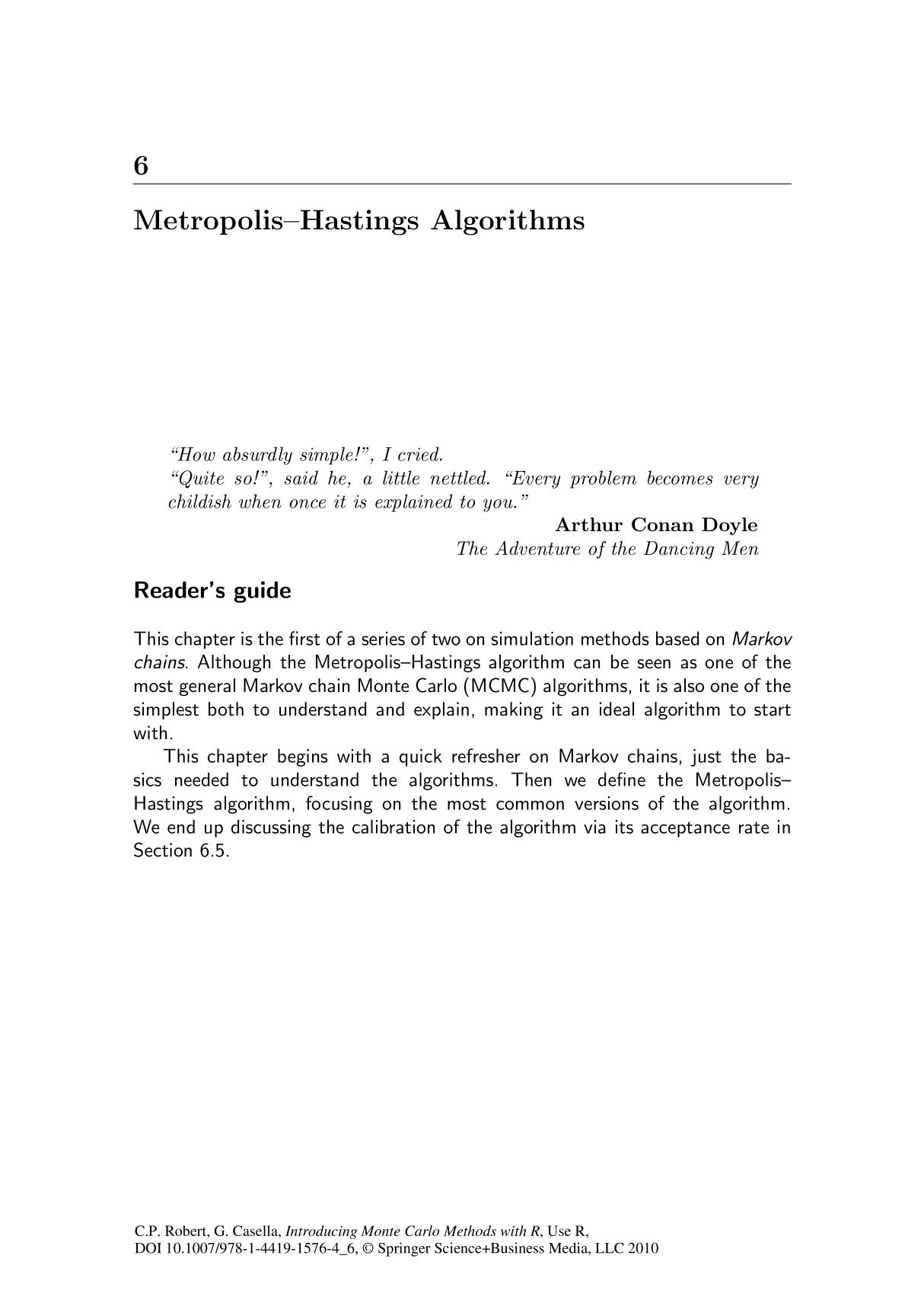 Metropolis–Hastings Algorithms