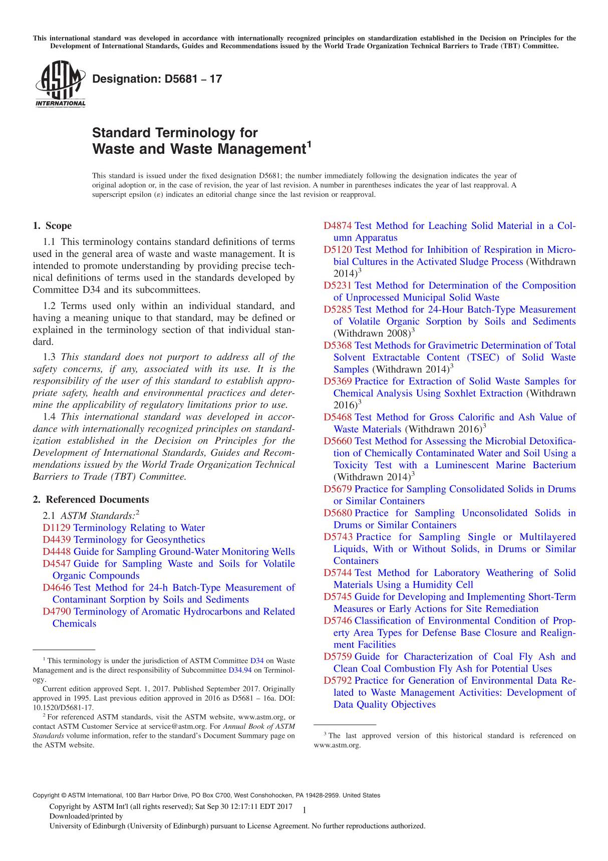 ASTM D5681-17 Standard Terminology for Waste and Waste Management