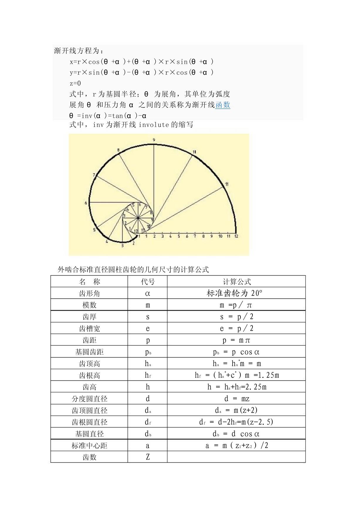 渐开线方程