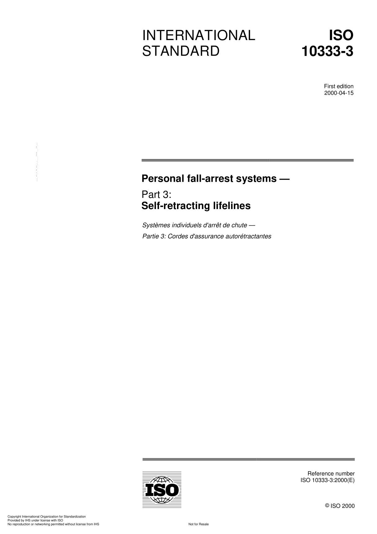 ISO 10333-3 Personal fall-arrest system