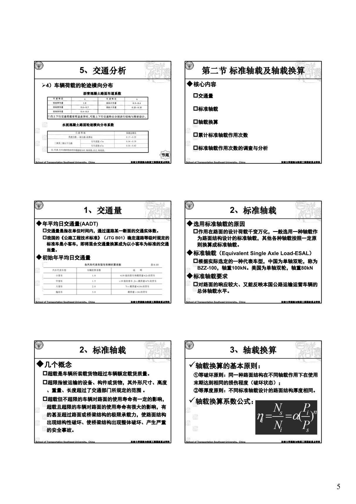 6.2 标准轴载及轴载换算