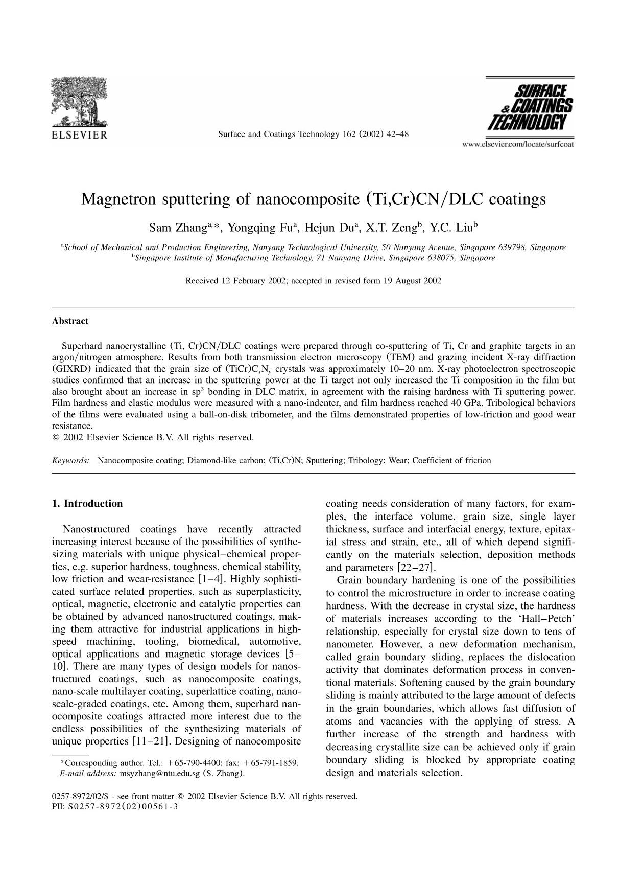 surface and coatings technology 16