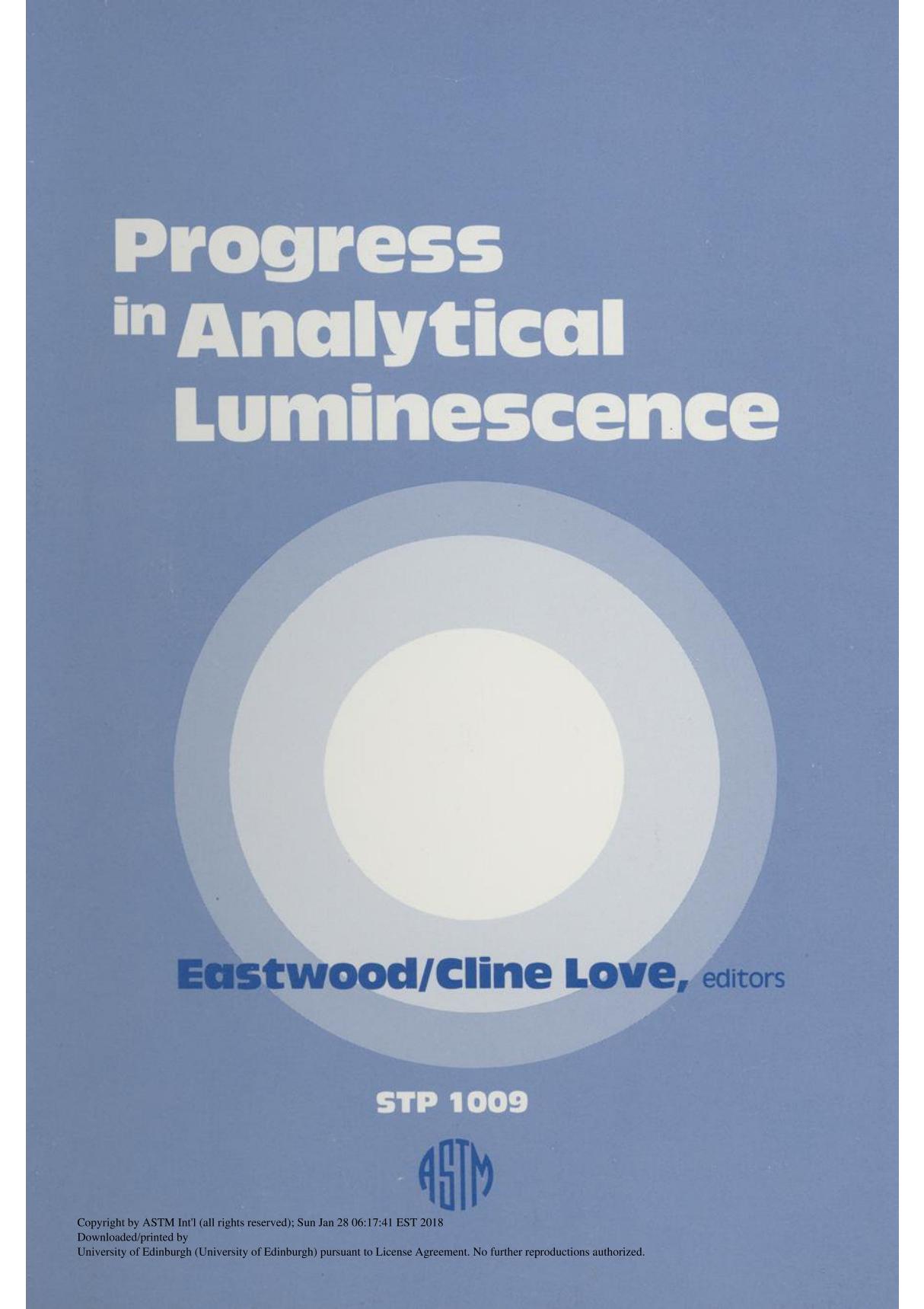 Progress In Analytical Luminescence(ASTM STP1009-88)