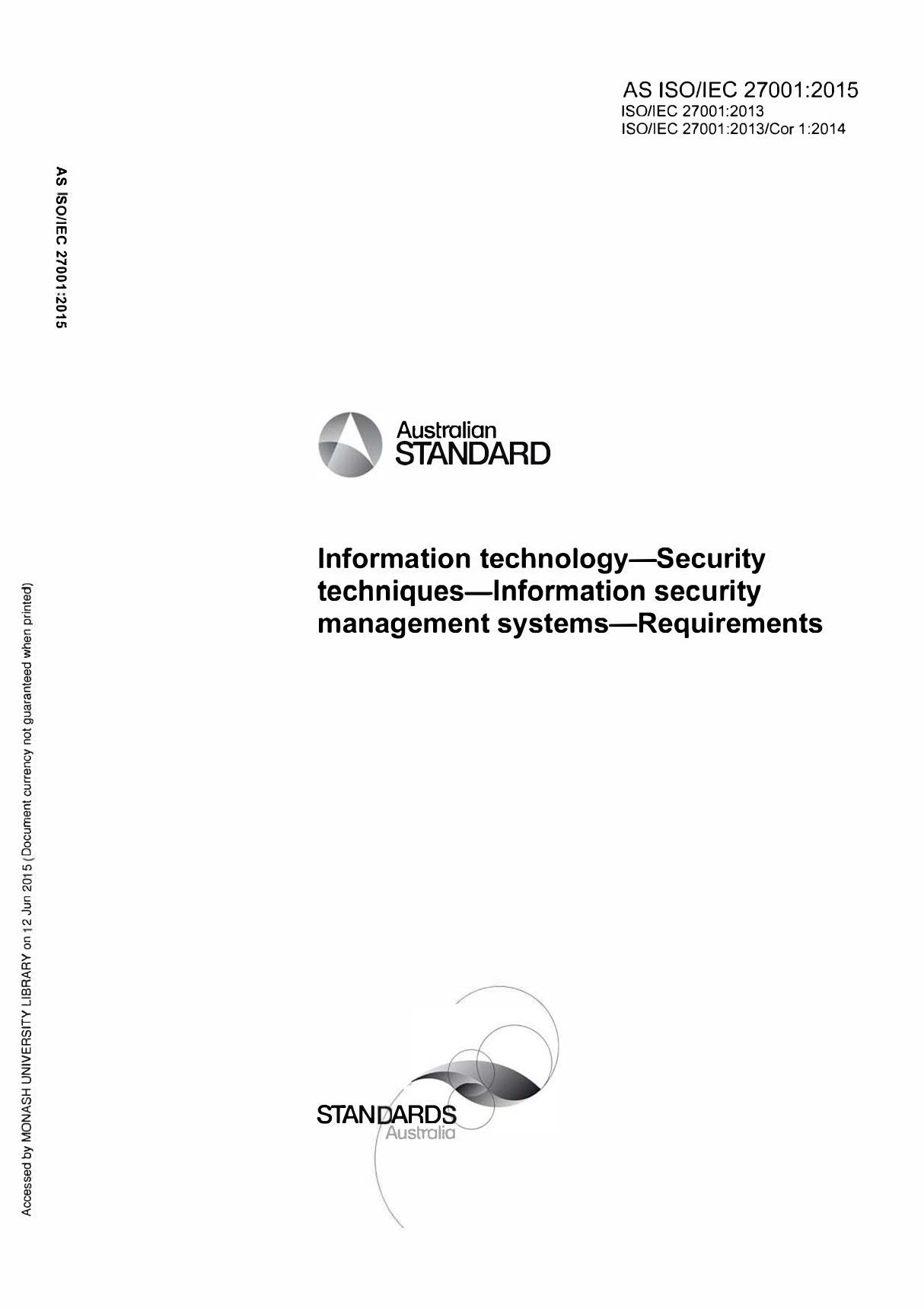 ISO IEC AS 27001-2015 英文原版