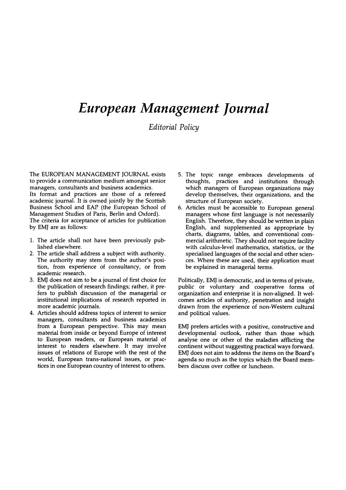 European Management Journal