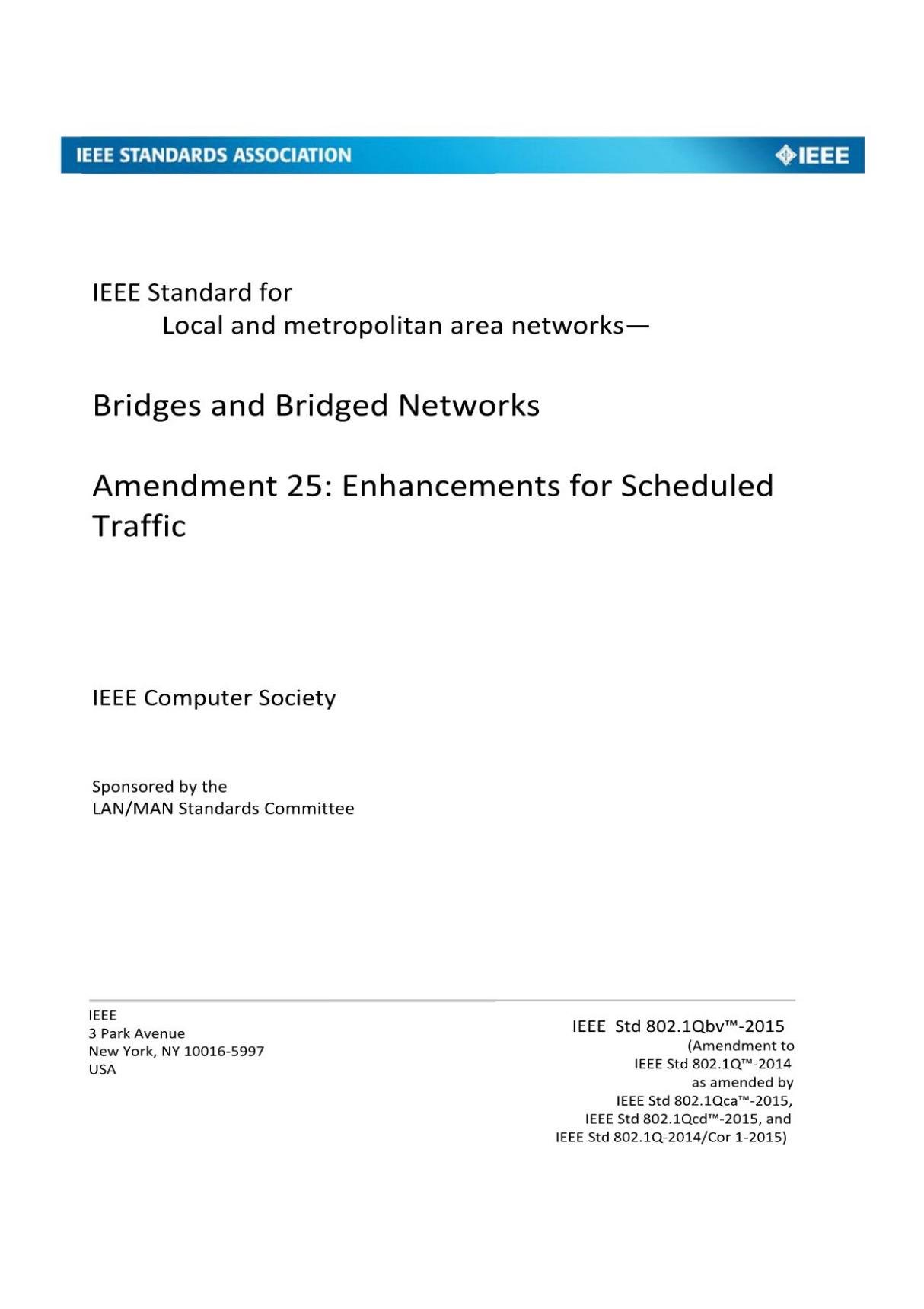 IEEE Std 802.1 Qbv-2015