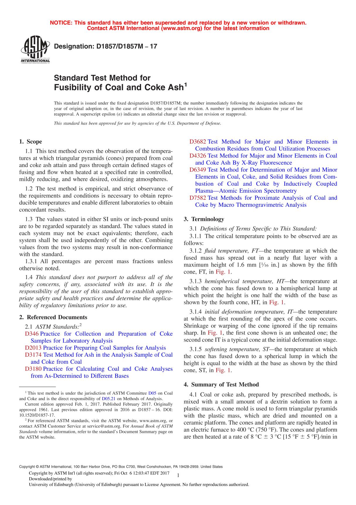 ASTM D1857 D1857M - 17 Standard Test Method for Fusibility of Coal and Coke Ash