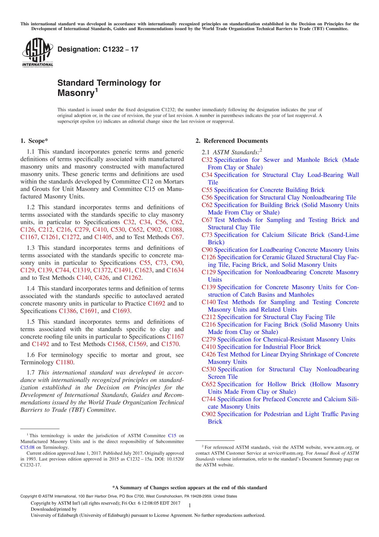 ASTM C1232-17 Standard Terminology for Masonry