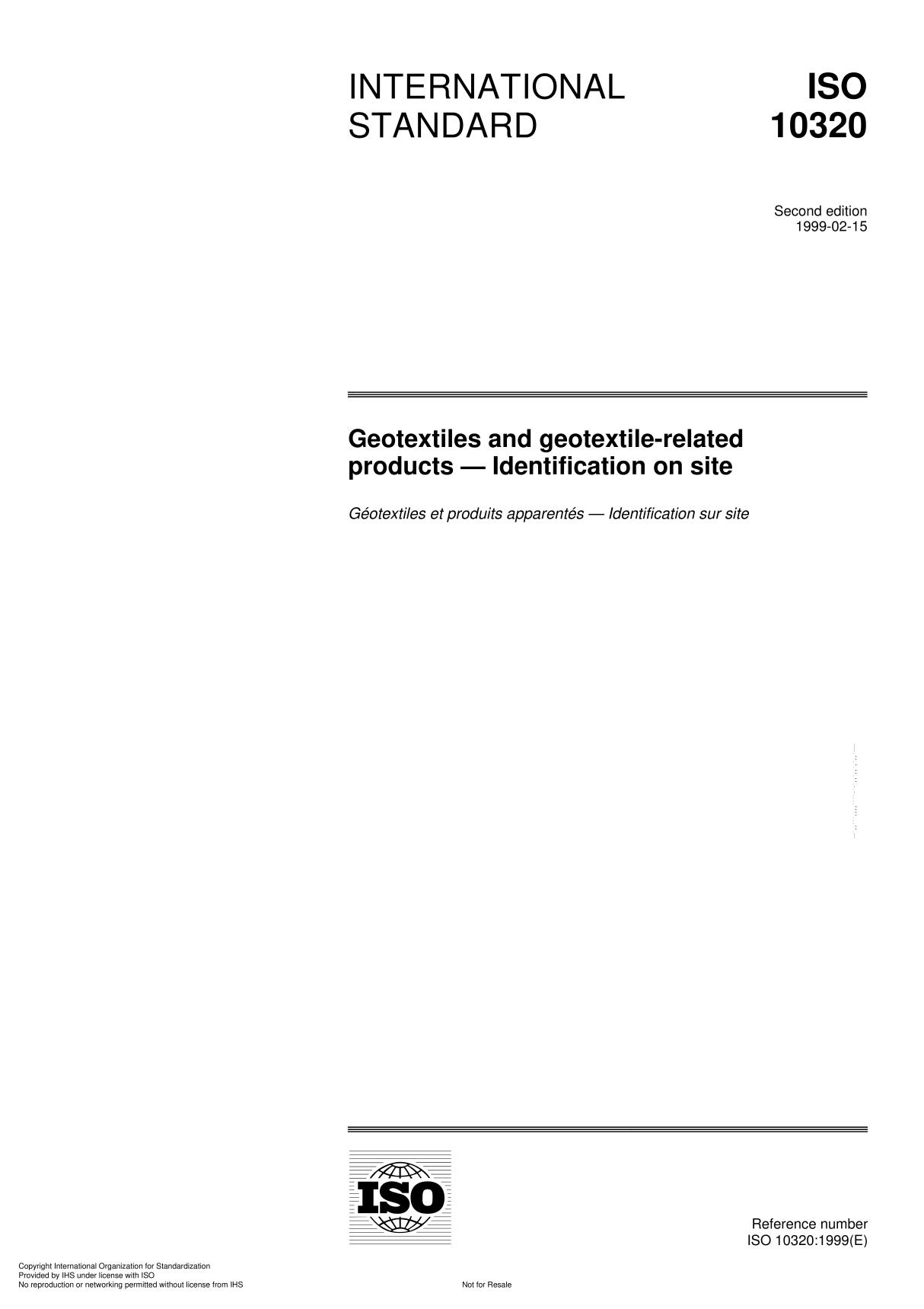 ISO 10320 Geotextiles and geotextile-related products  Identification on site