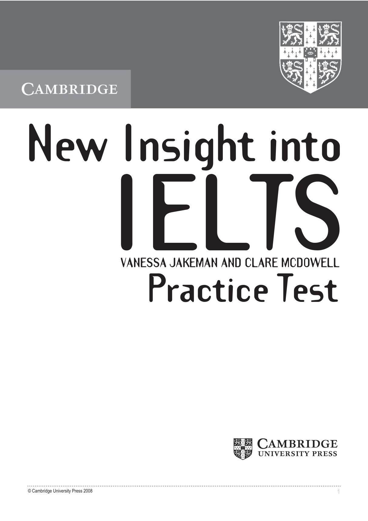 剑桥原版雅思练习题 New Insight into IELTS pratice test