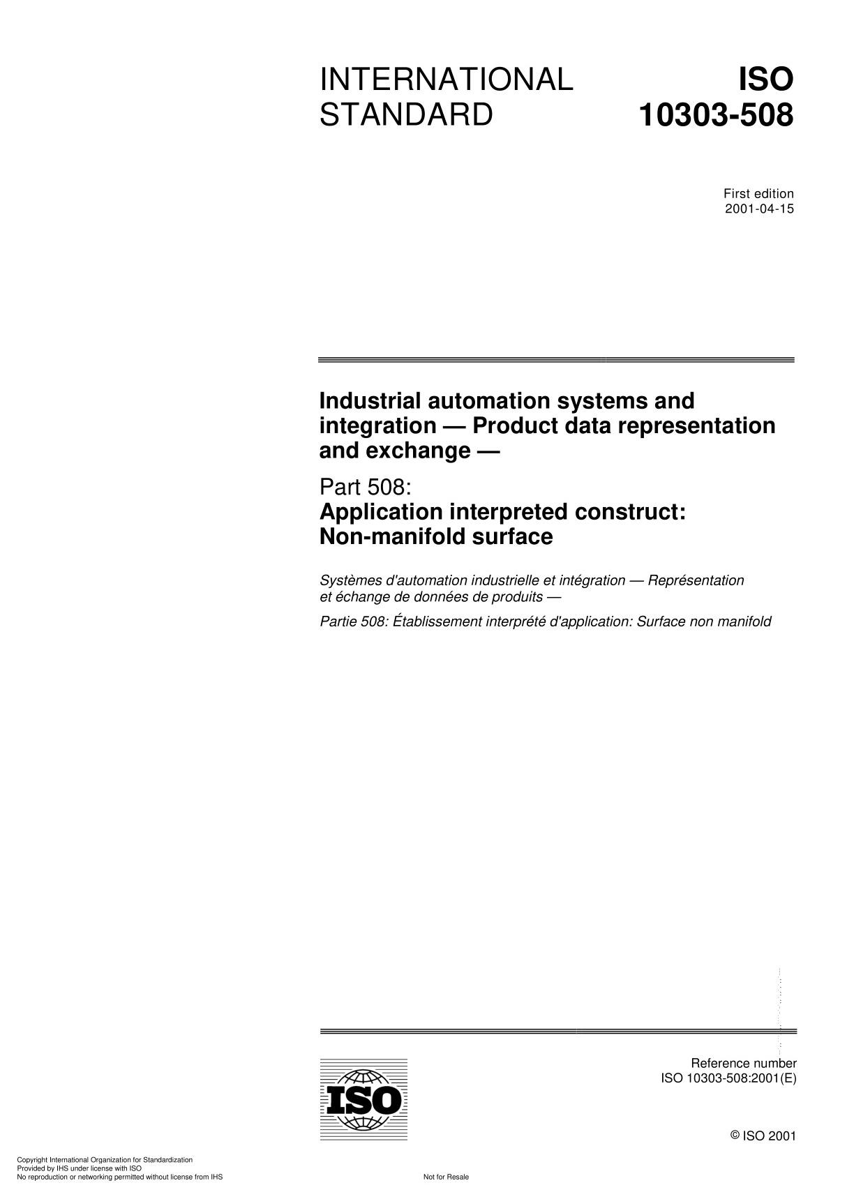 ISO 10303-508 Industrial automation systems and integration  Product data representation and exchange