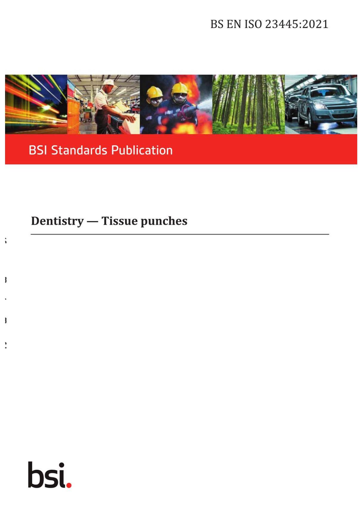 BS EN ISO 23445-2021 Dentistry. Tissue punches