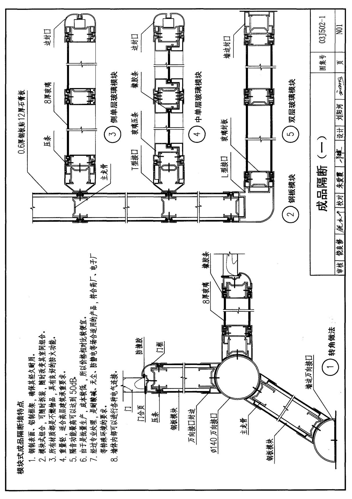 国家建筑标准设计参考图集03J502-1 内装修-轻钢龙骨内(隔)墙装修及隔断建筑图集电子版下载 2