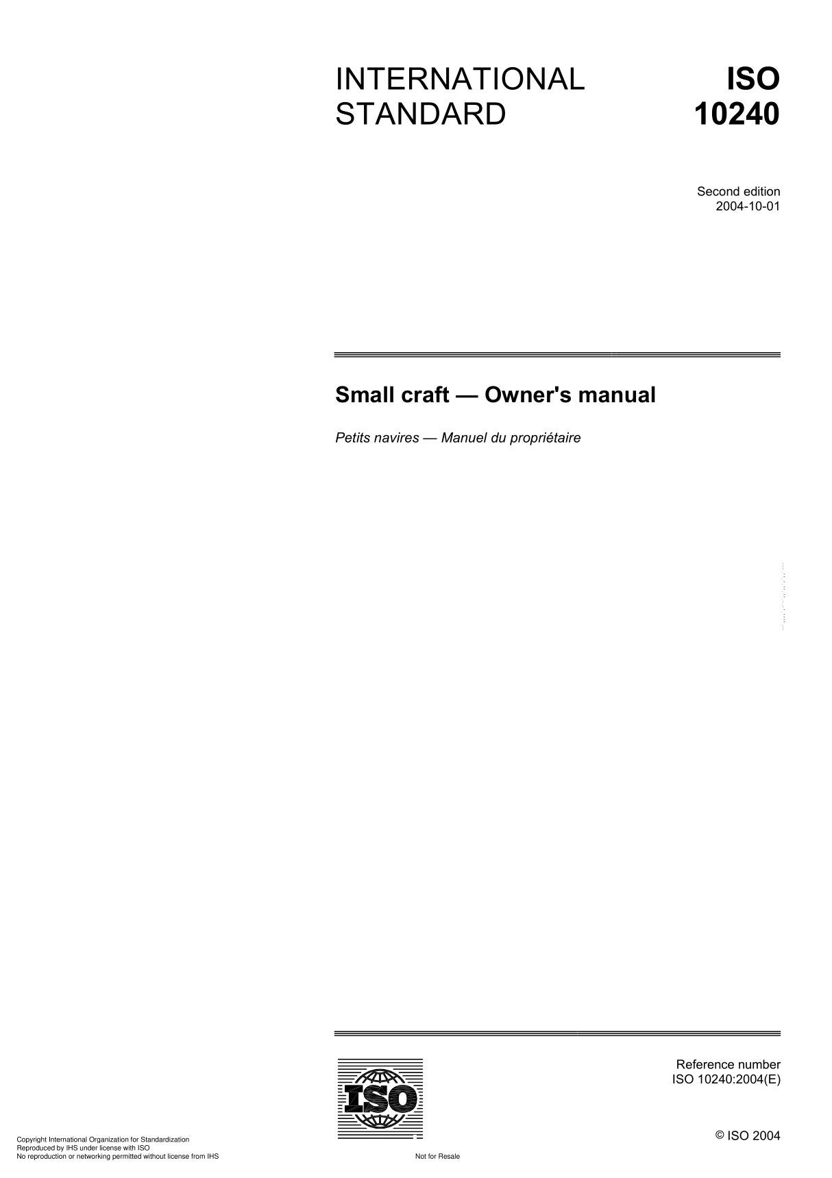 ISO 10240 Small craft  Owner's manual