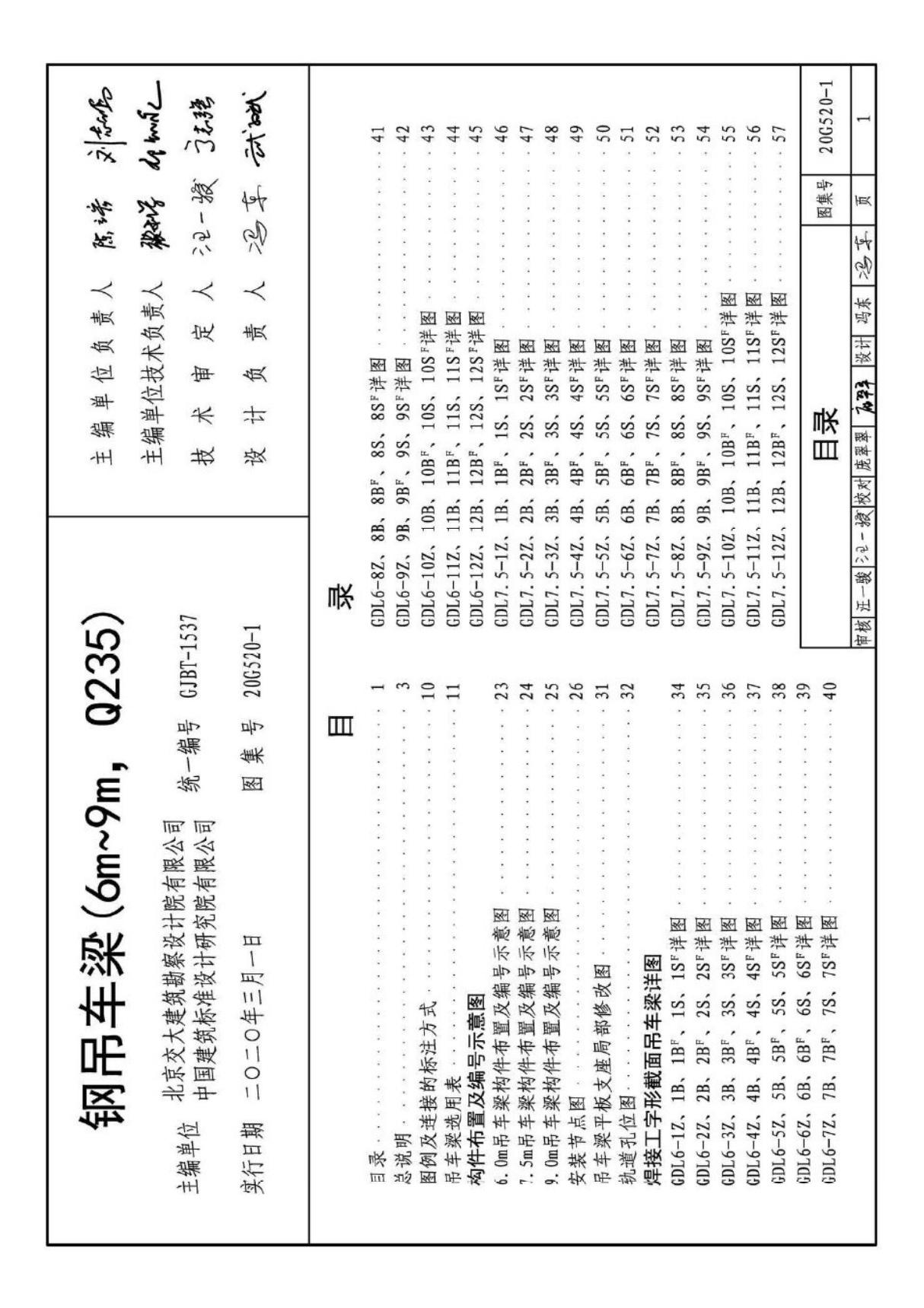 20G520-1 钢吊车梁(6m~9m Q235)