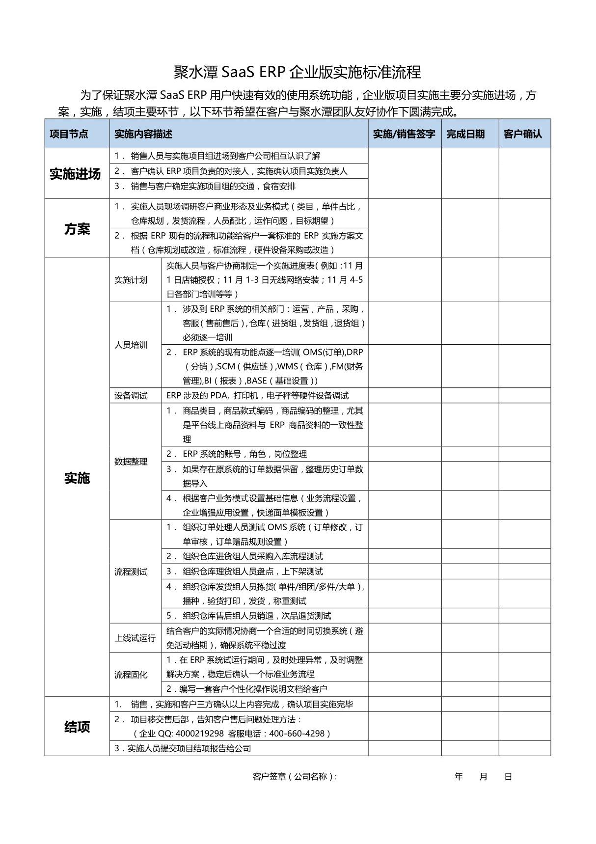 聚水潭SaaS ERP系统企业版实施标准流程