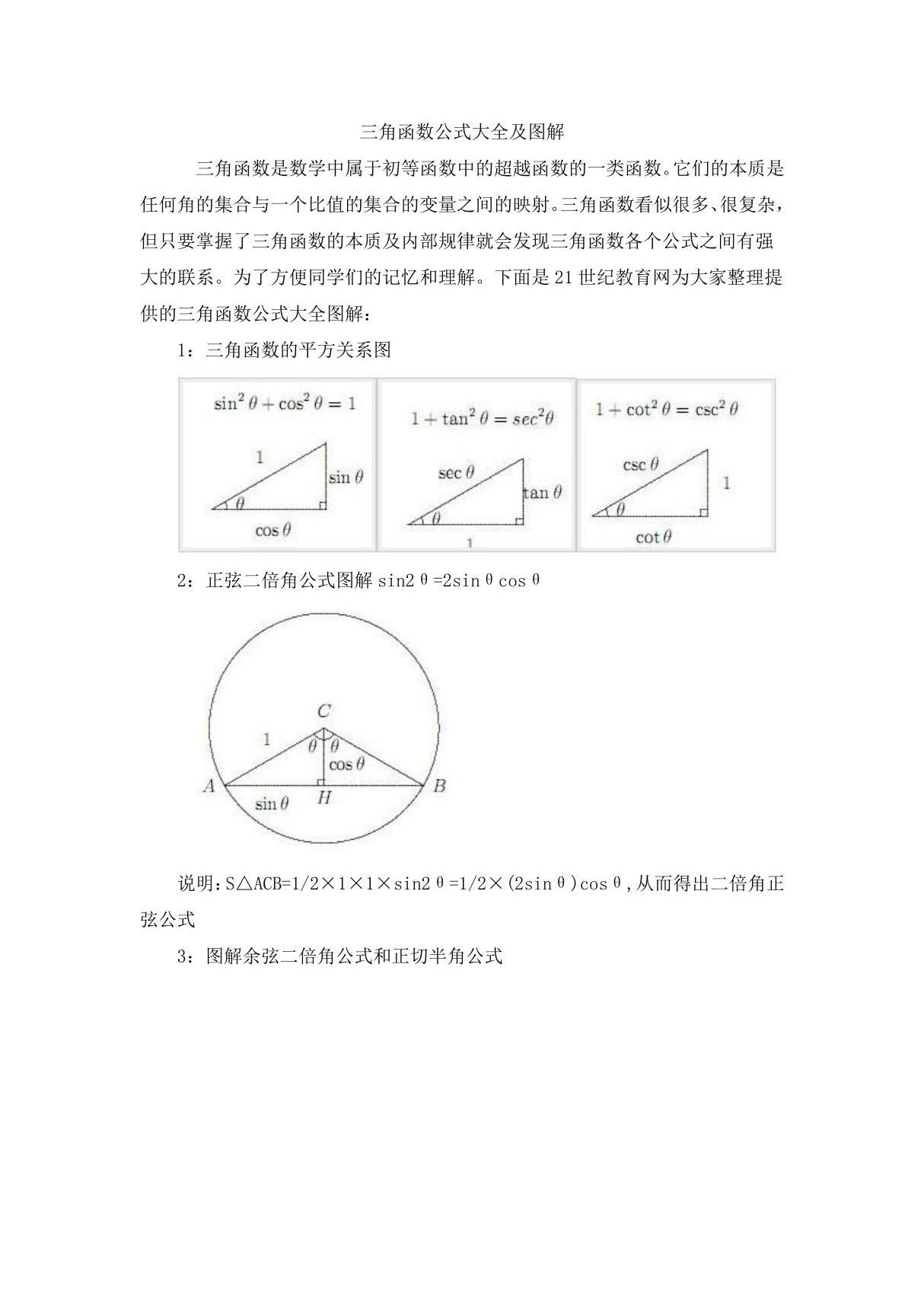 三角函数公式大全及图解