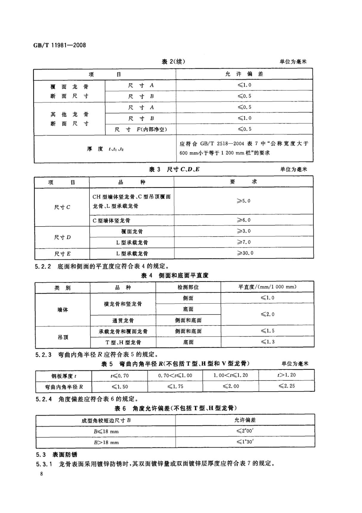 国标GBT 11981-2008 建筑用轻钢龙骨国家标准规范技术性规定电子版第2部分