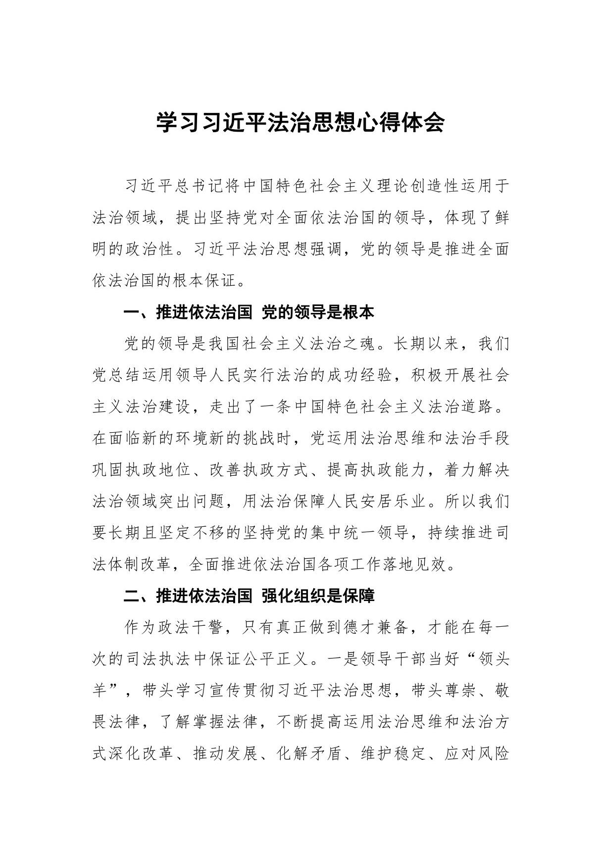 领导干部学习贯彻习近平法治思想研讨交流发言材料(十六篇)