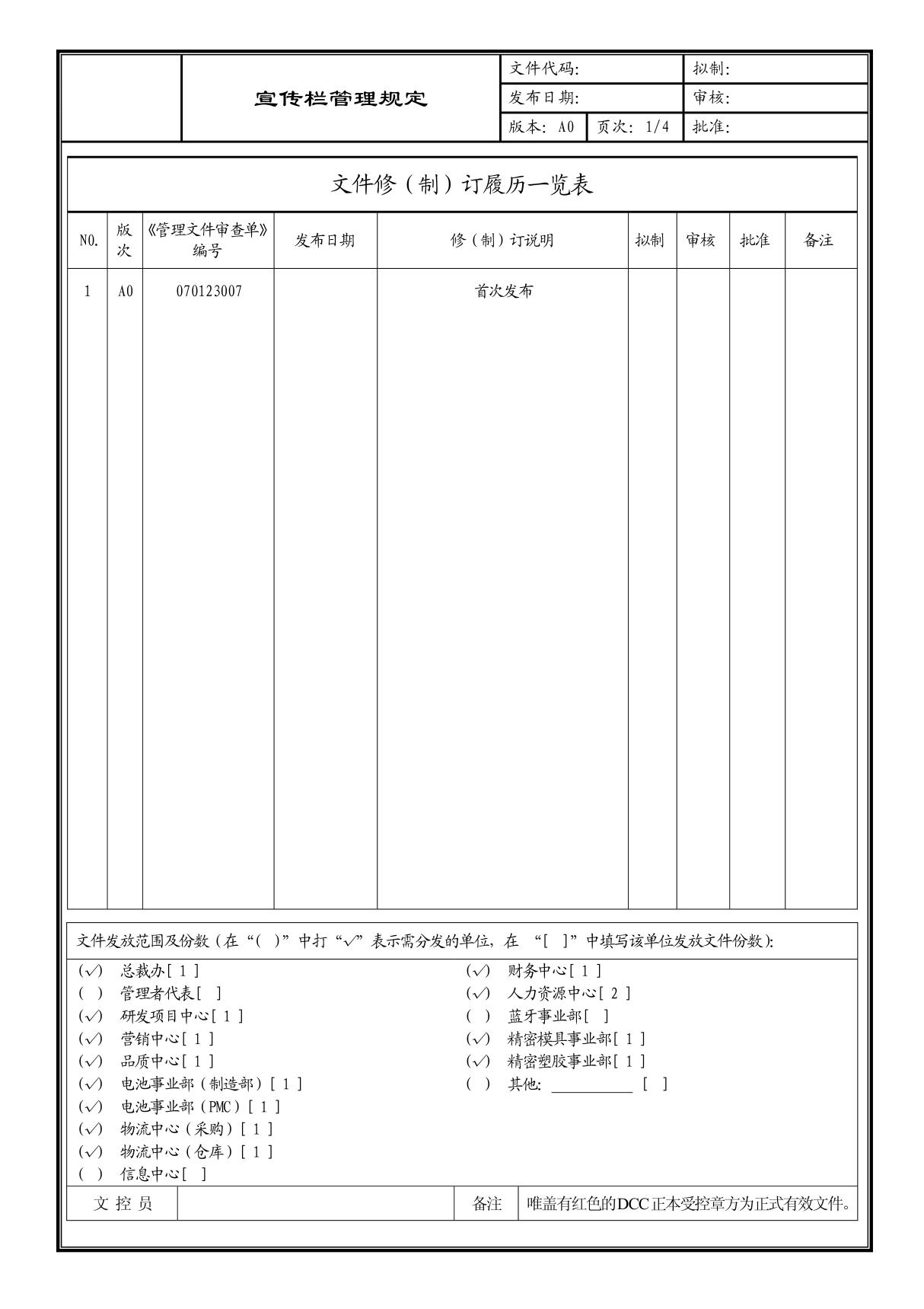 (企业流程优化)宣传栏管理规定