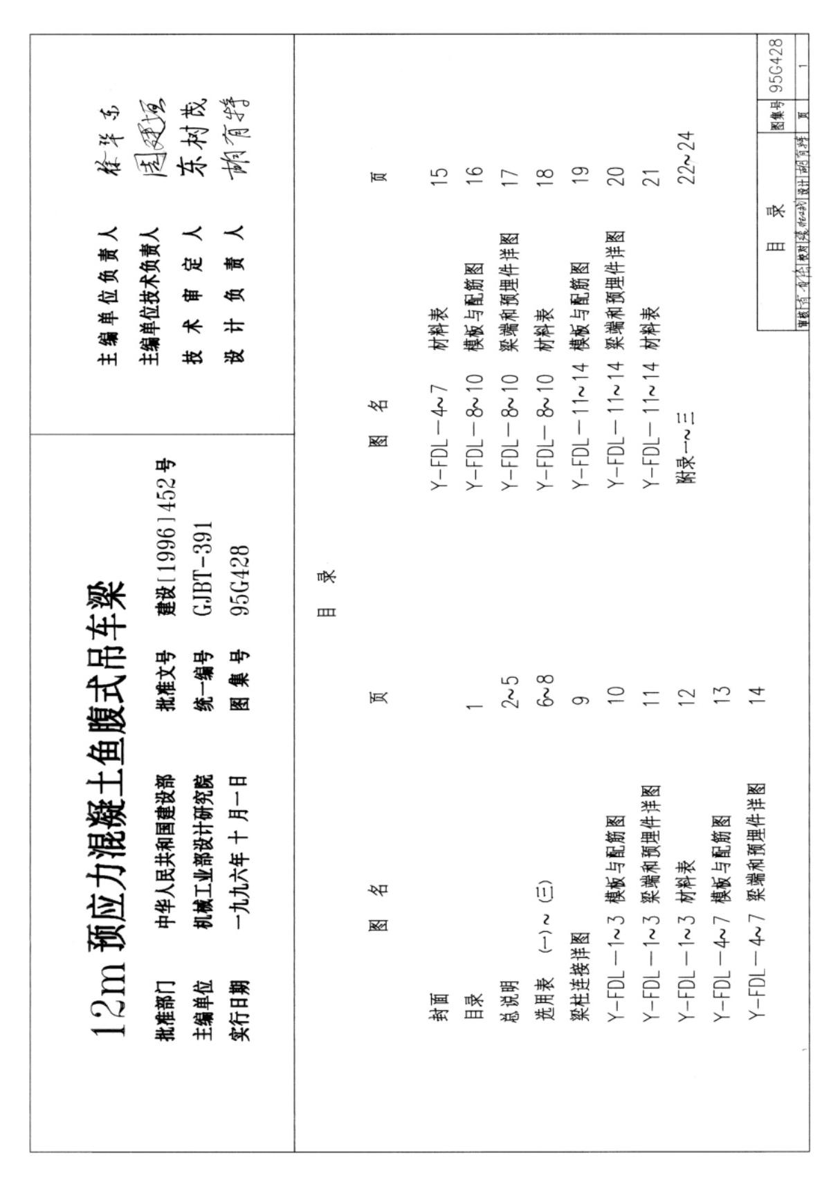 国标图集95G42812M预应力混凝土鱼腹式吊车梁-国家建筑标准设计图集电子版