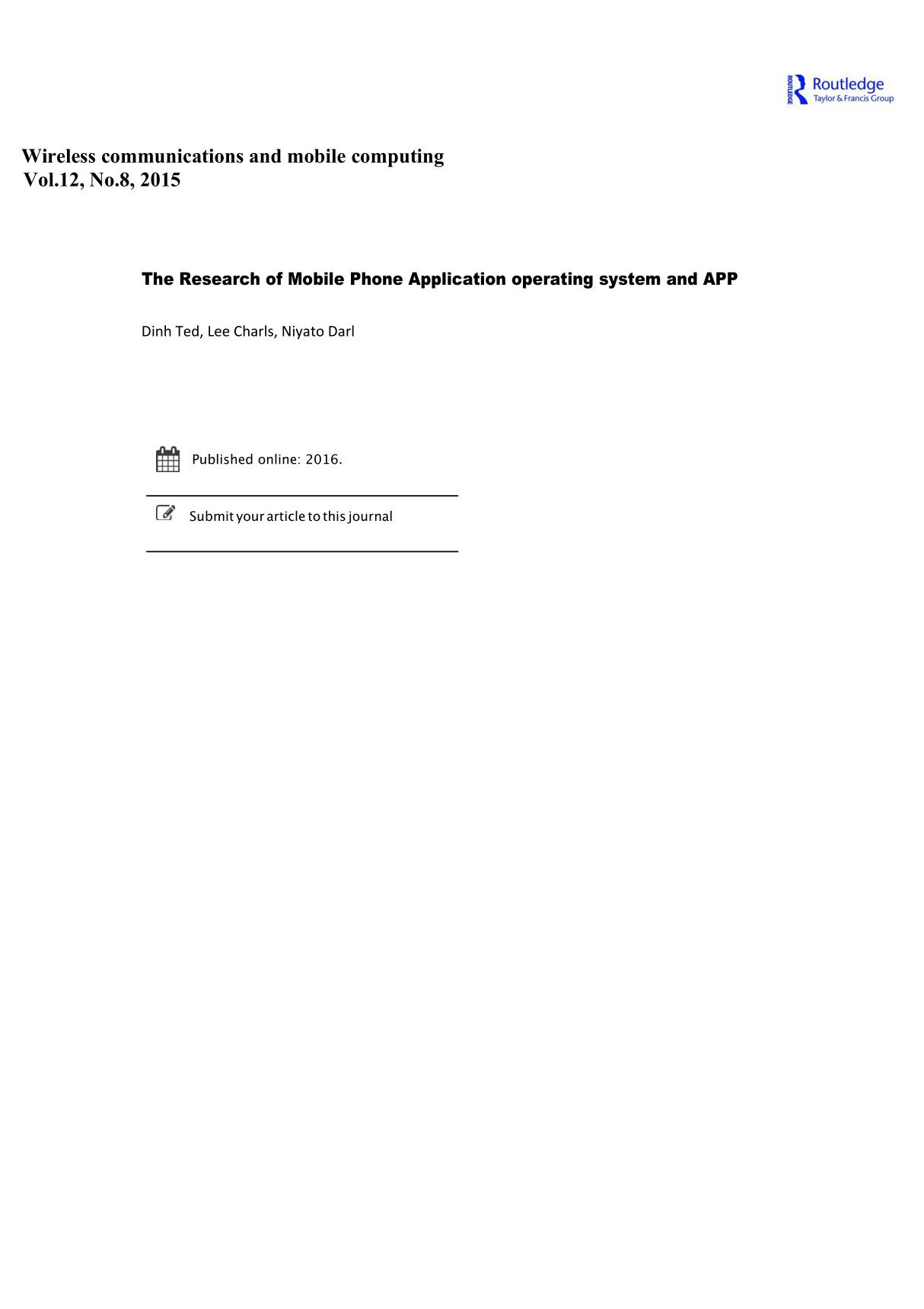 外文文献The Research of Mobile Phone Application operating system and APP