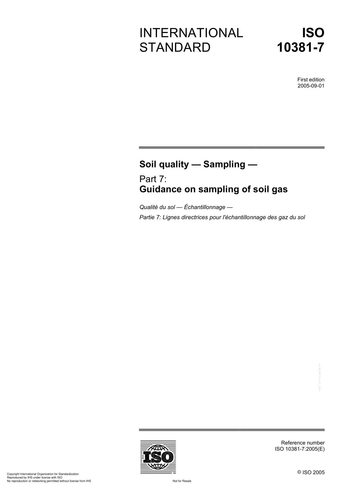 ISO 10381-7 Soil quality  Sampling