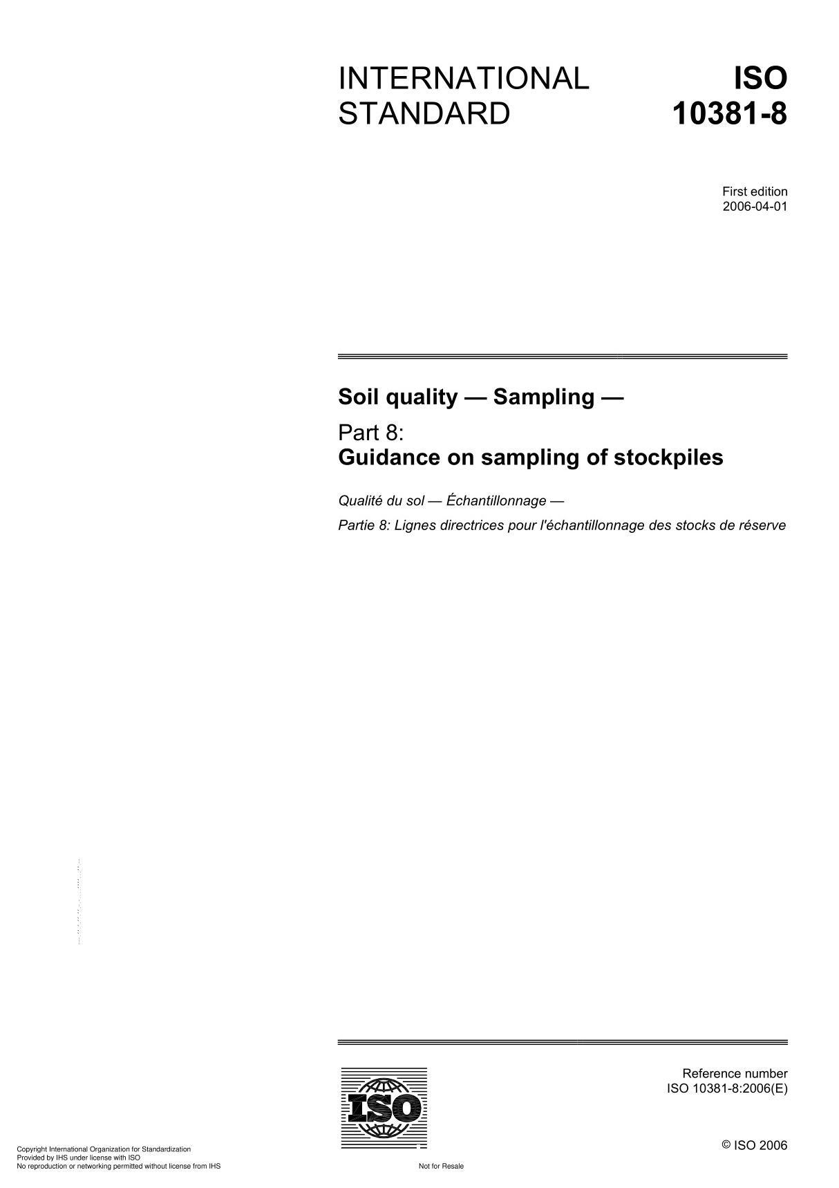 ISO 10381-8 Soil quality  Sampling