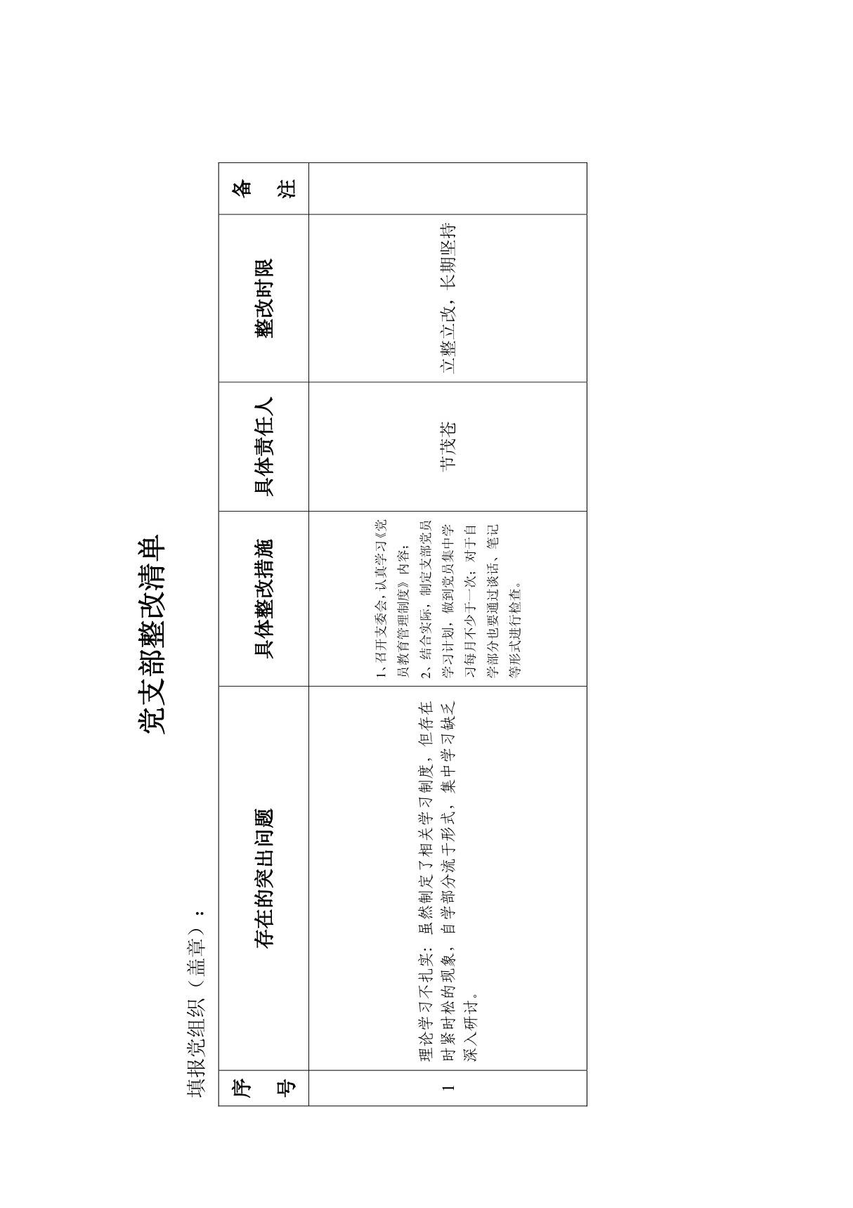 党支部整改清单