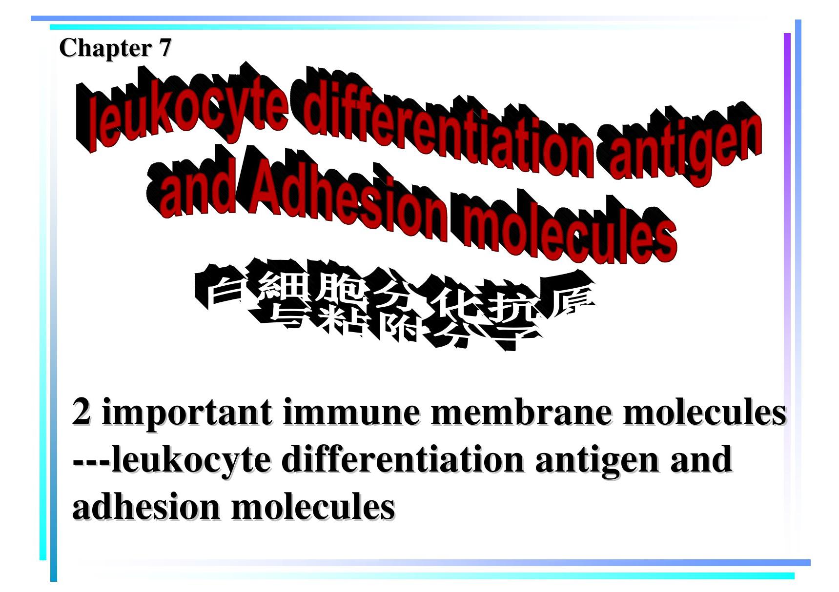 白细胞分化抗原和粘附分子 《医学免疫学》课件