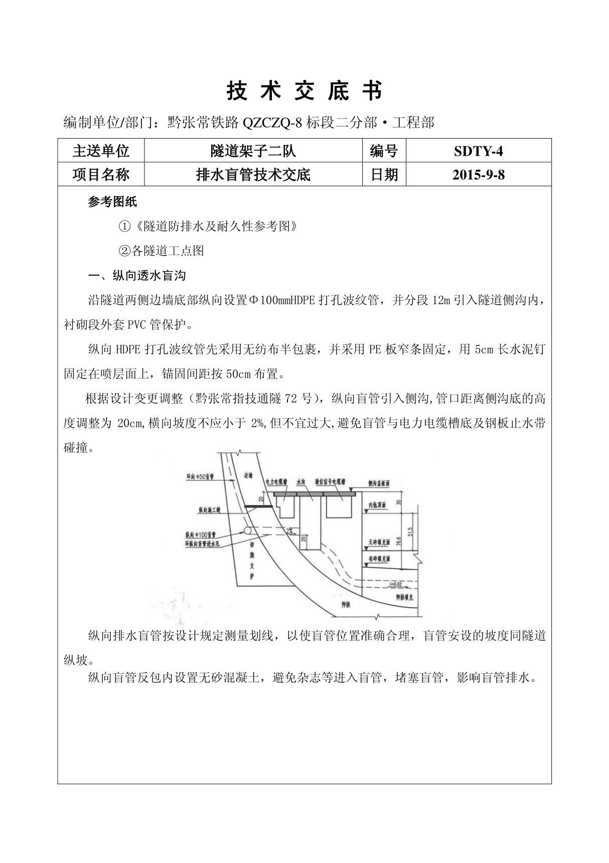 004盲管施工技术交底