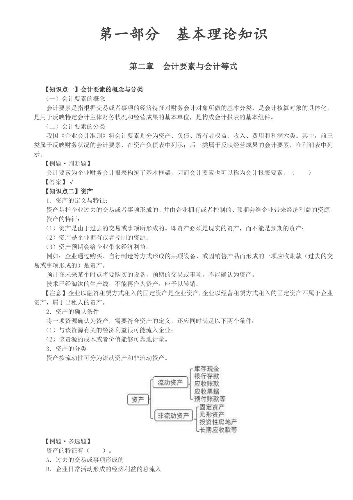 2020年初级会计实务考试 第04讲 会计要素的概念与分类 资产 负债