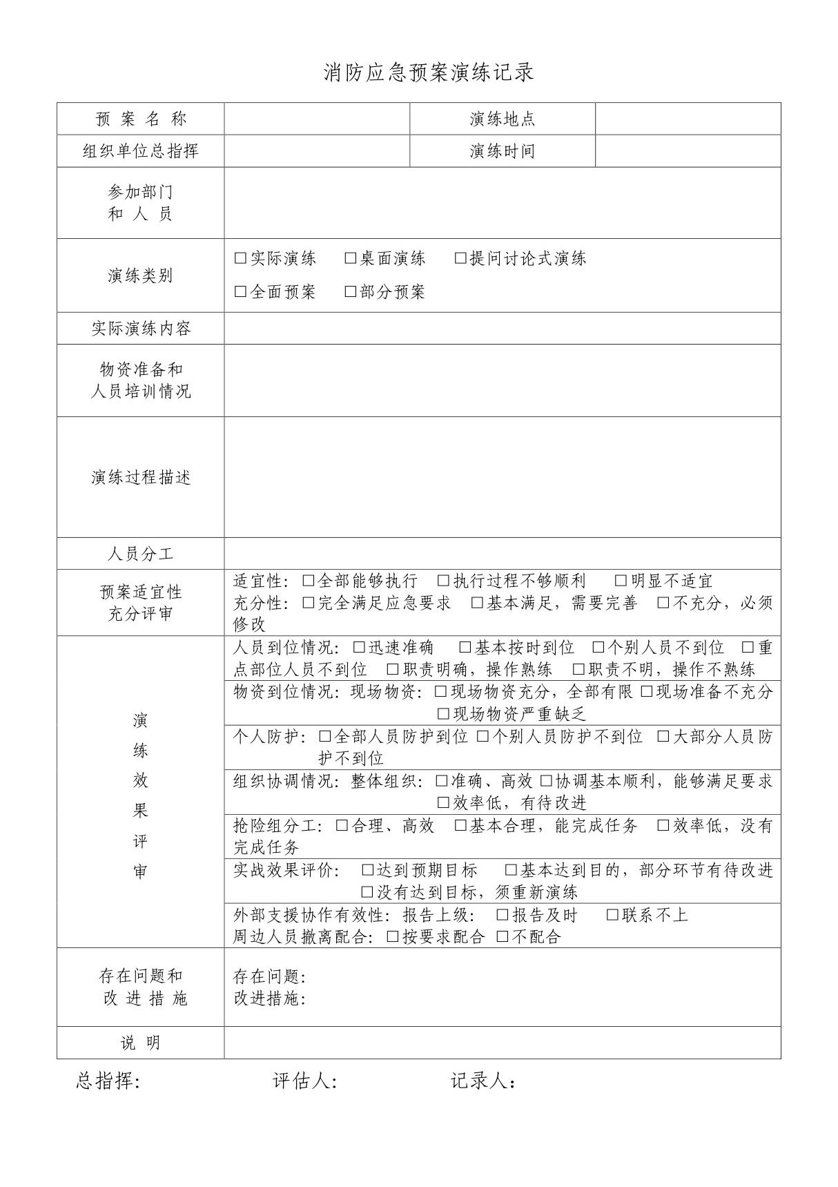 消防应急预案演练记录54086836