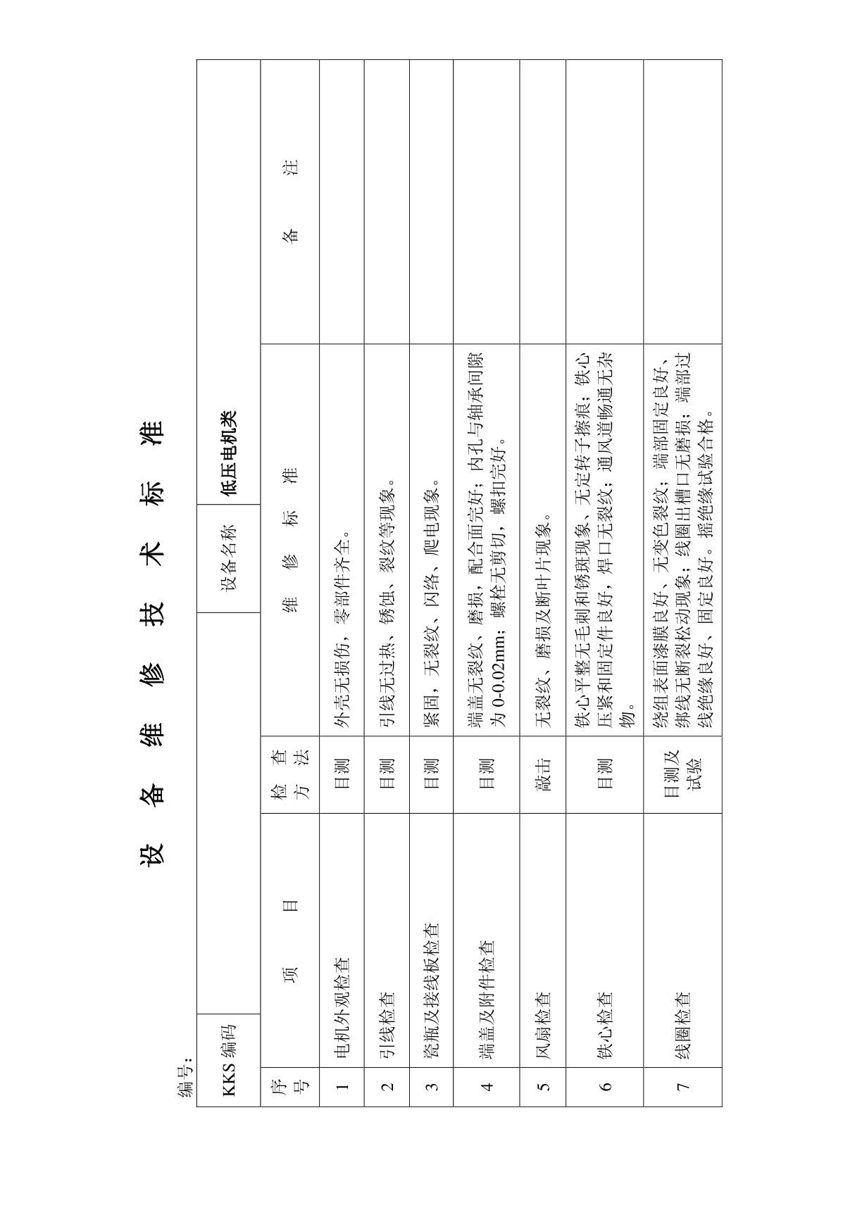 设备维修技术标准