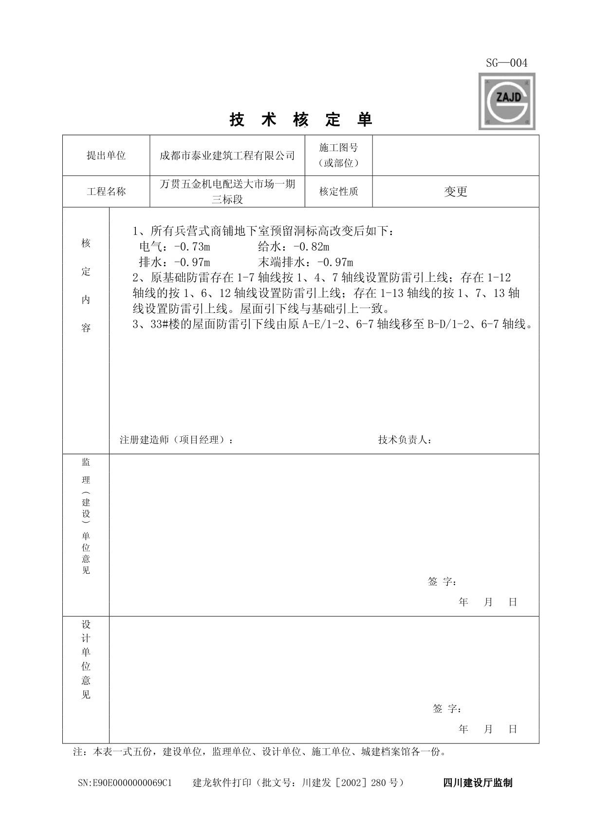 技术核定单空白表格