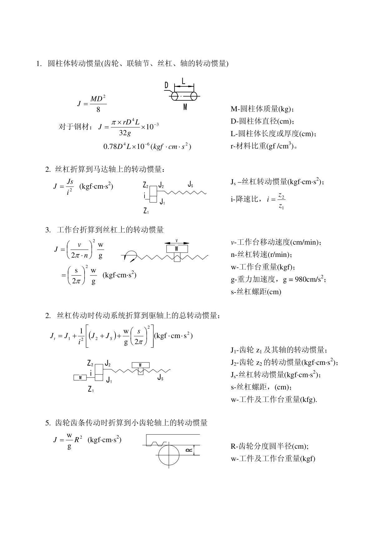 转动惯量计算公式