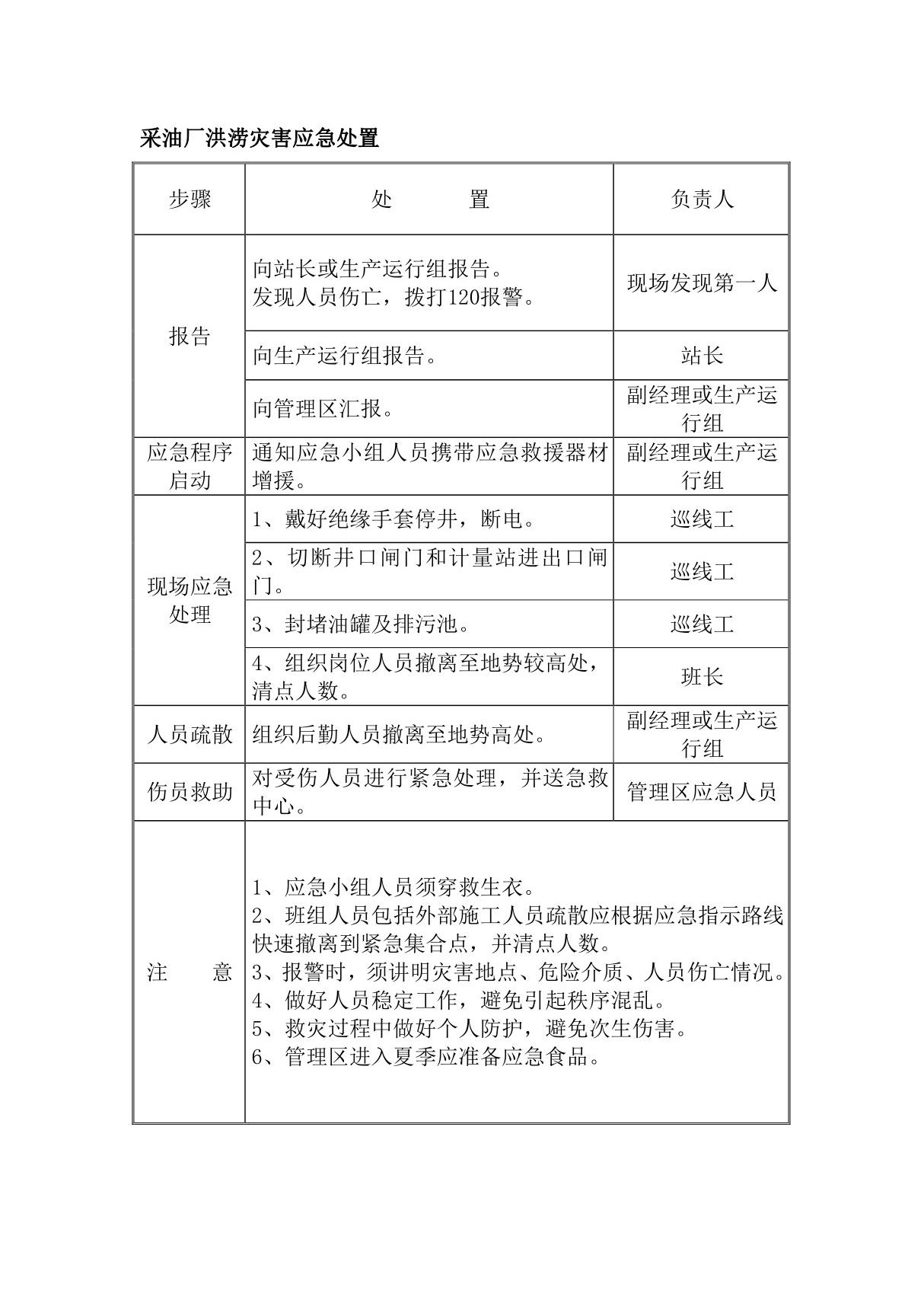 采油厂洪涝灾害应急处置