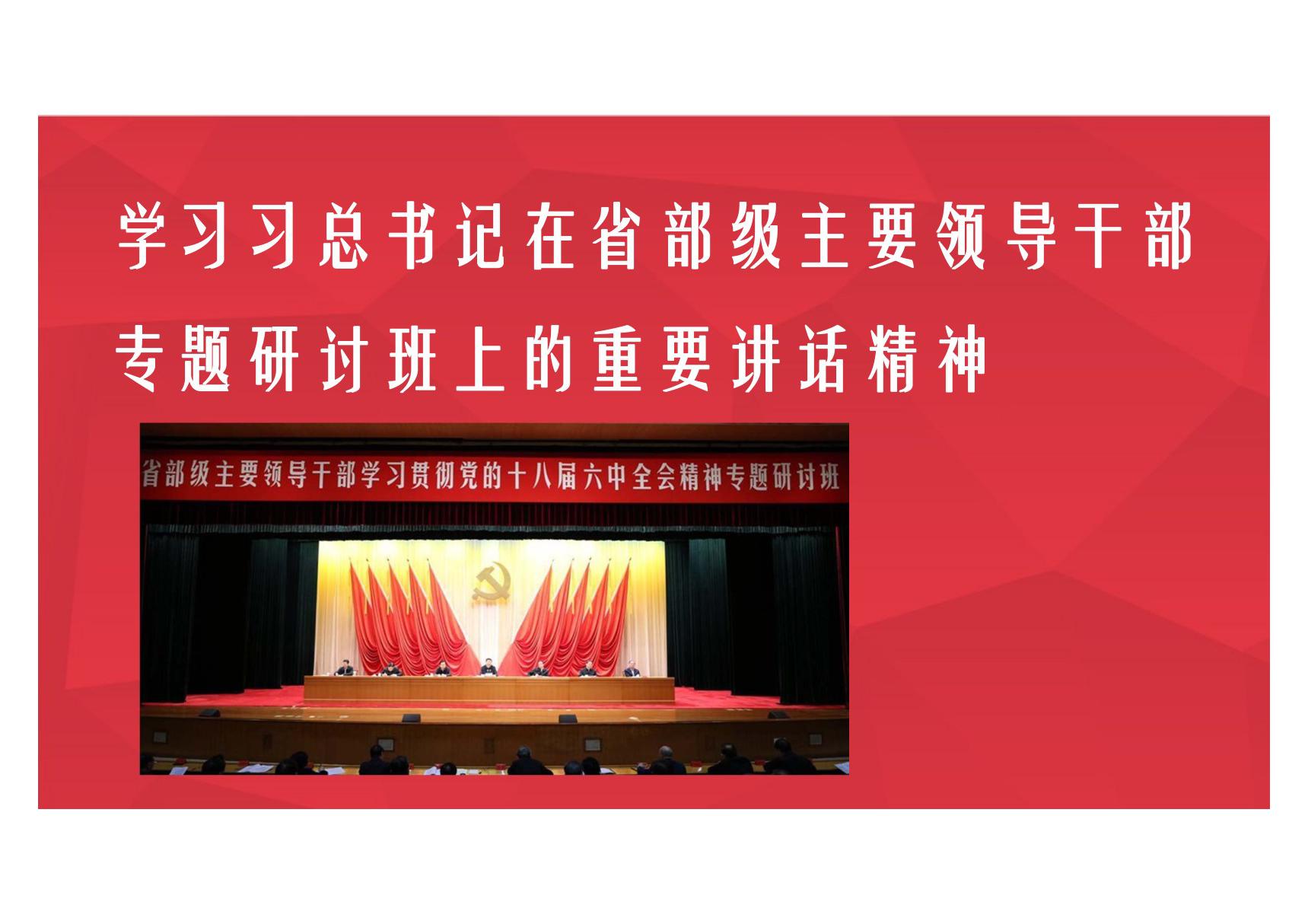 学习习总书记在省部级主要领导干部专题研讨班上的重要讲话精神