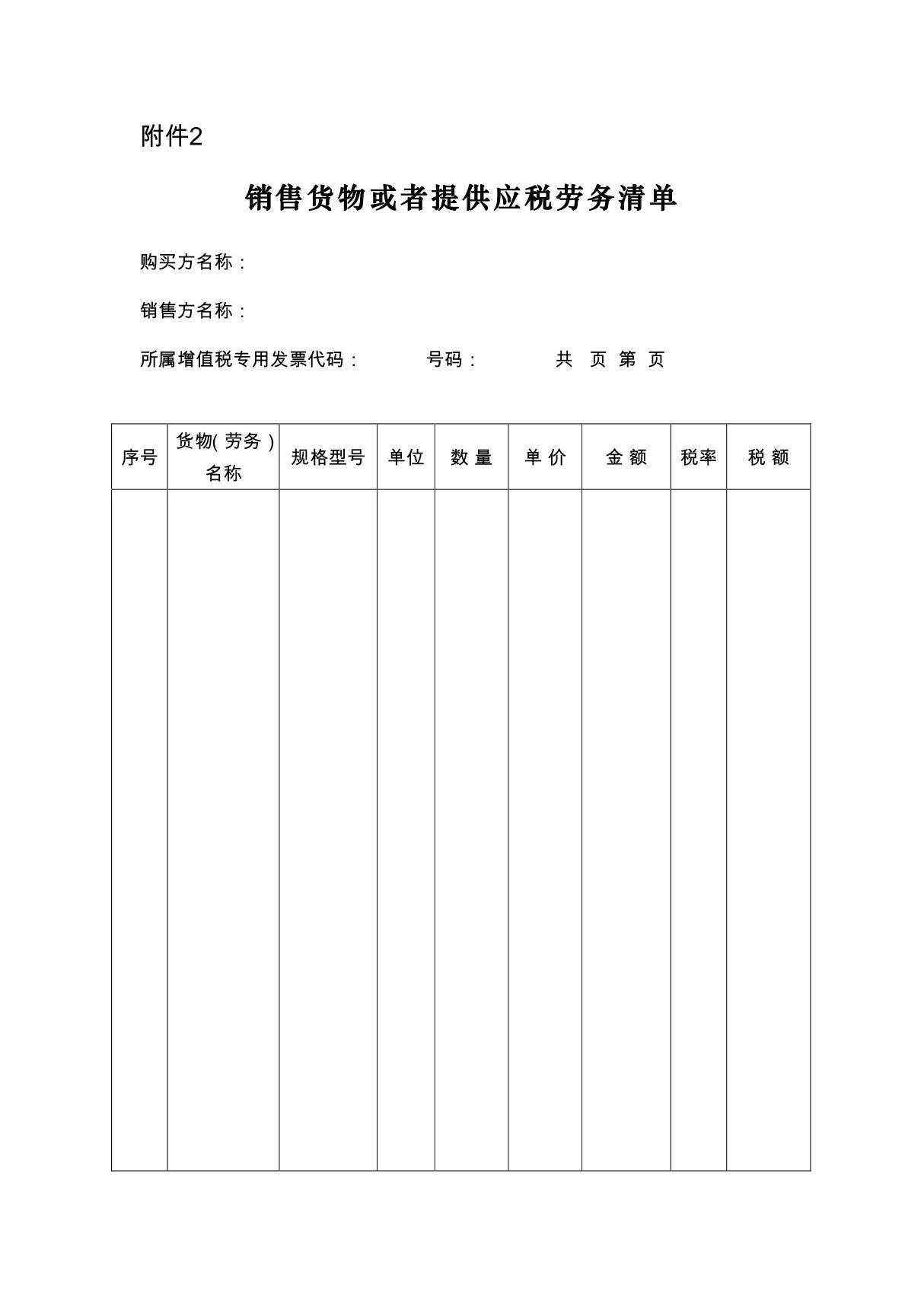 20061017销售货物或者提供应税劳务清单