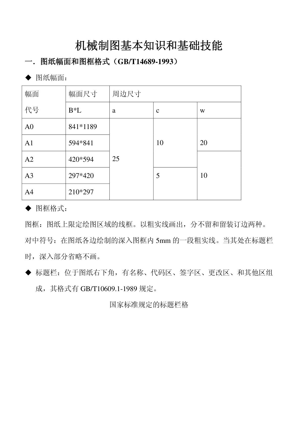 机械制图基本知识和基础技能