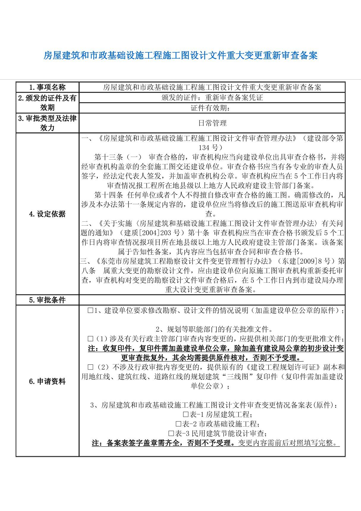 房屋建筑和市政基础设施工程施工图设计文件重大变更重新审查备案