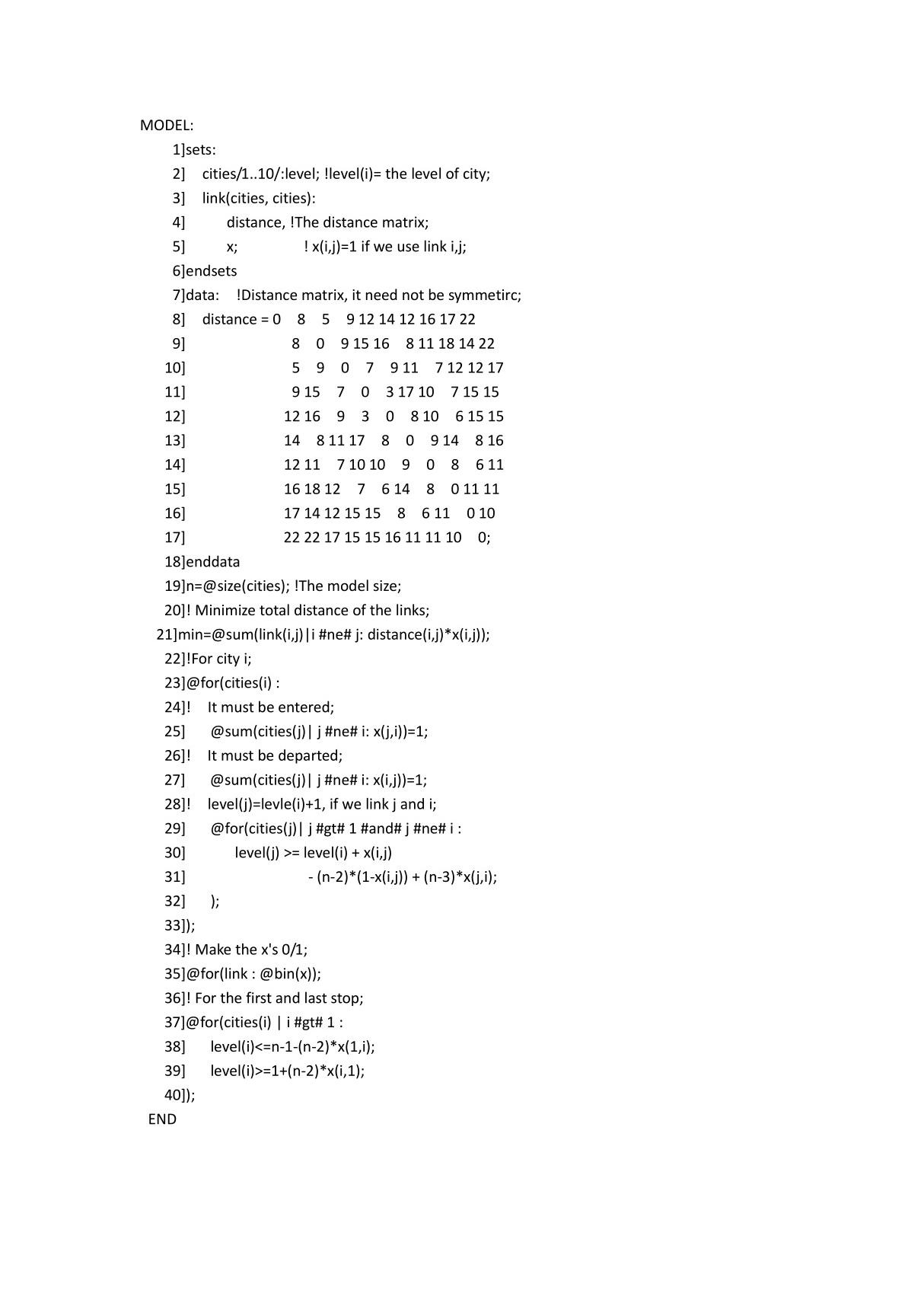 旅行商问题的数学规划模型