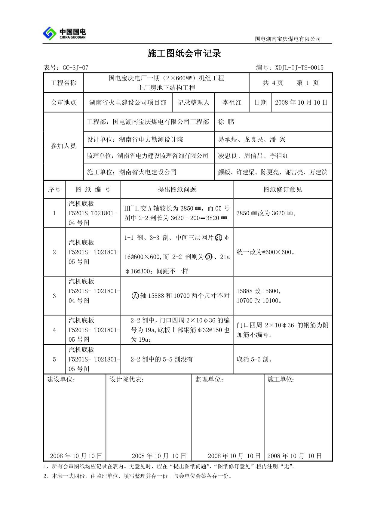 施工图纸会审记录