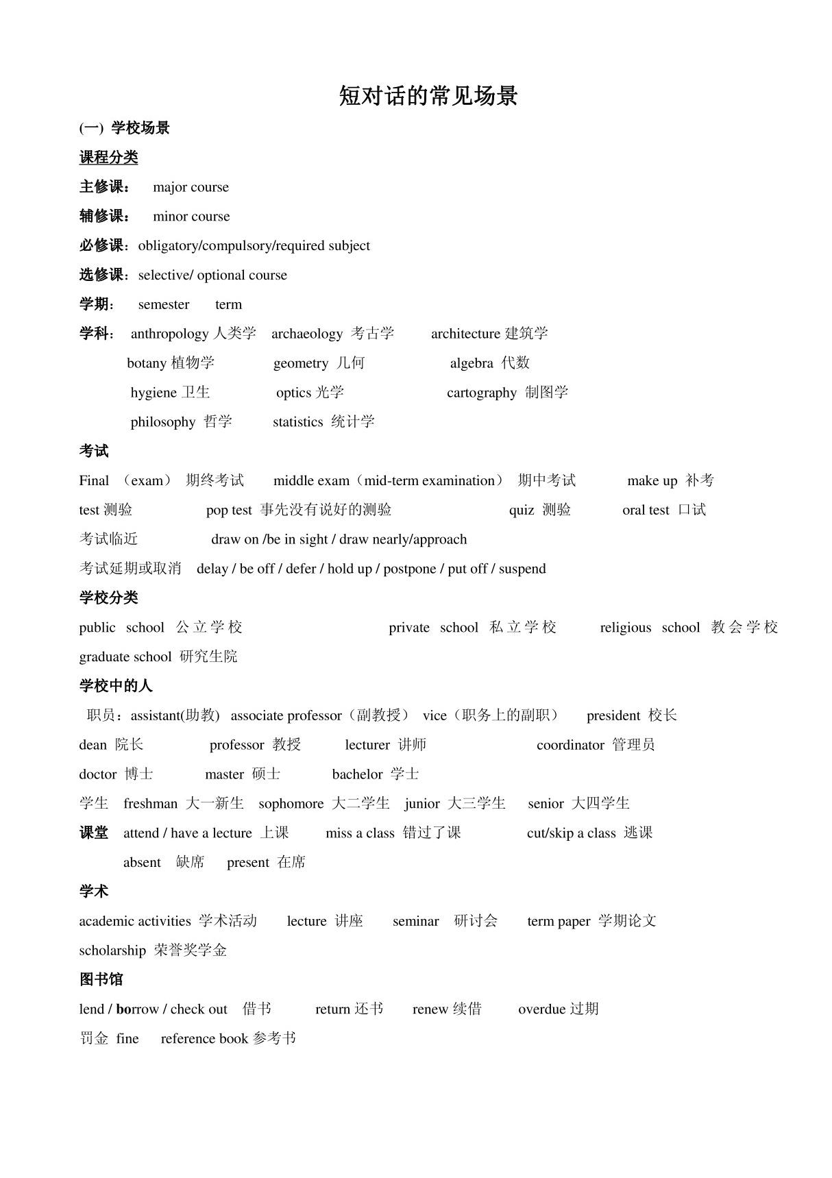 (精品)四级考试场景词汇及逻辑关系词