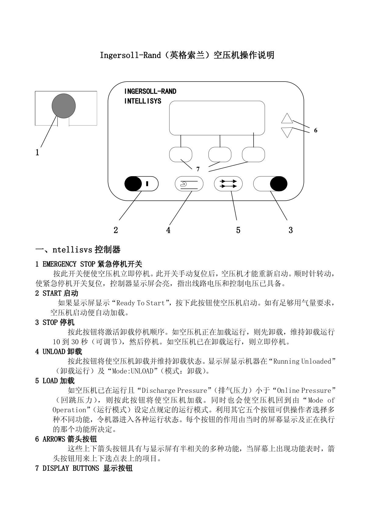 英格索兰空压机操作说明