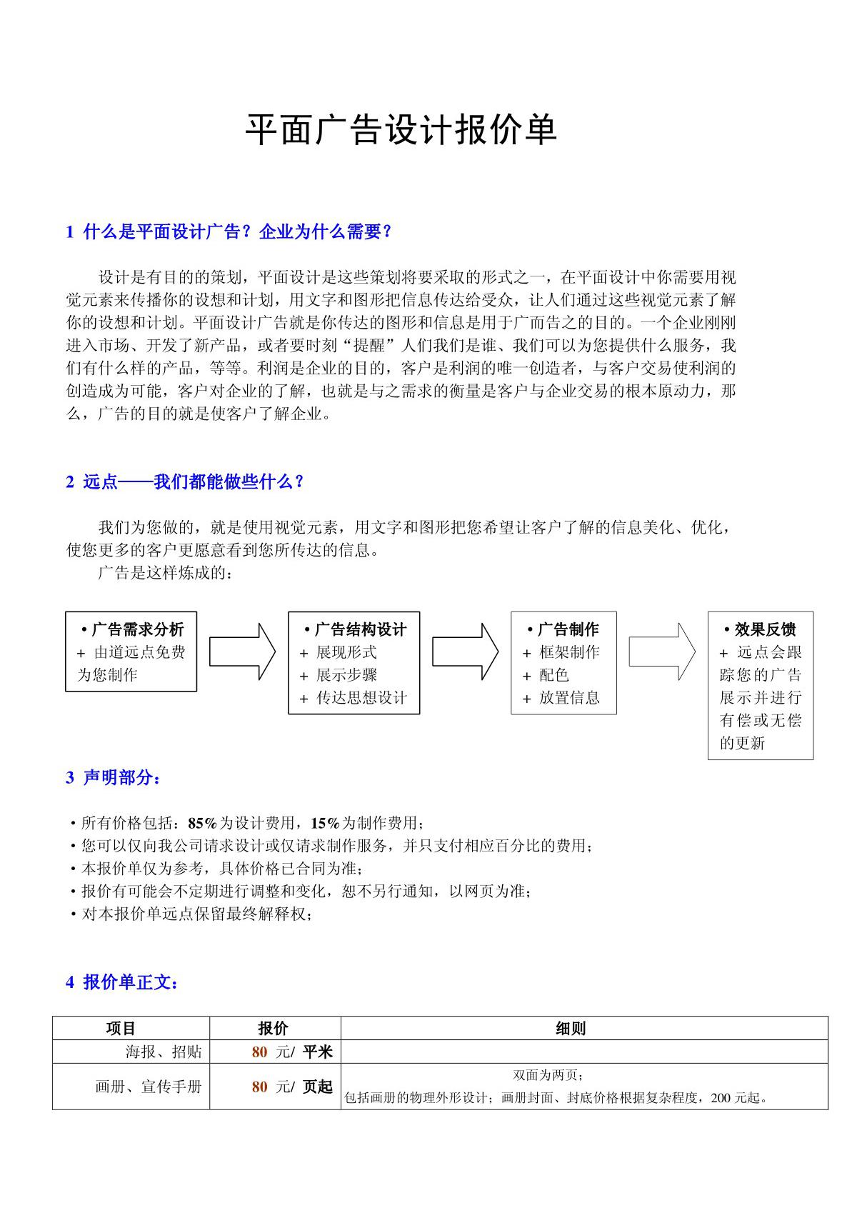 平面广告设计报价单