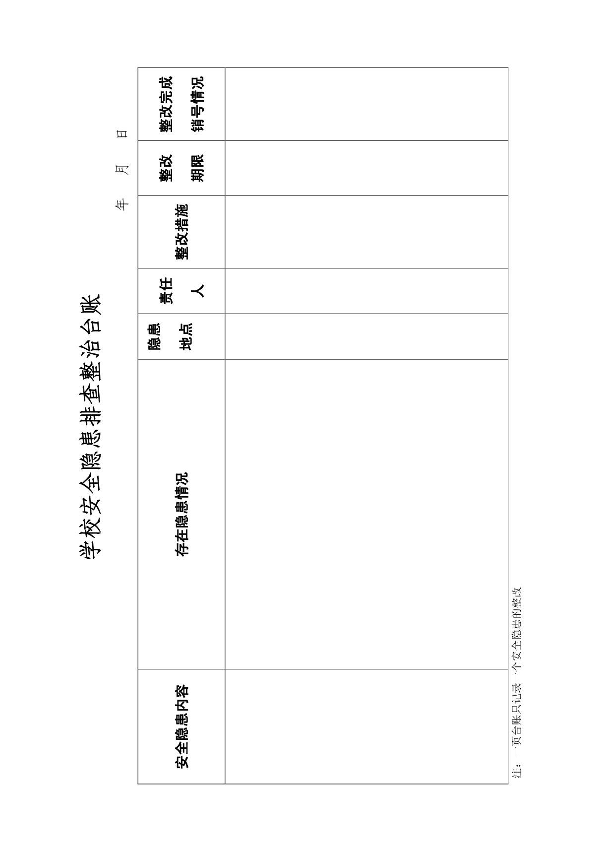 学校安全隐患排查整治台账