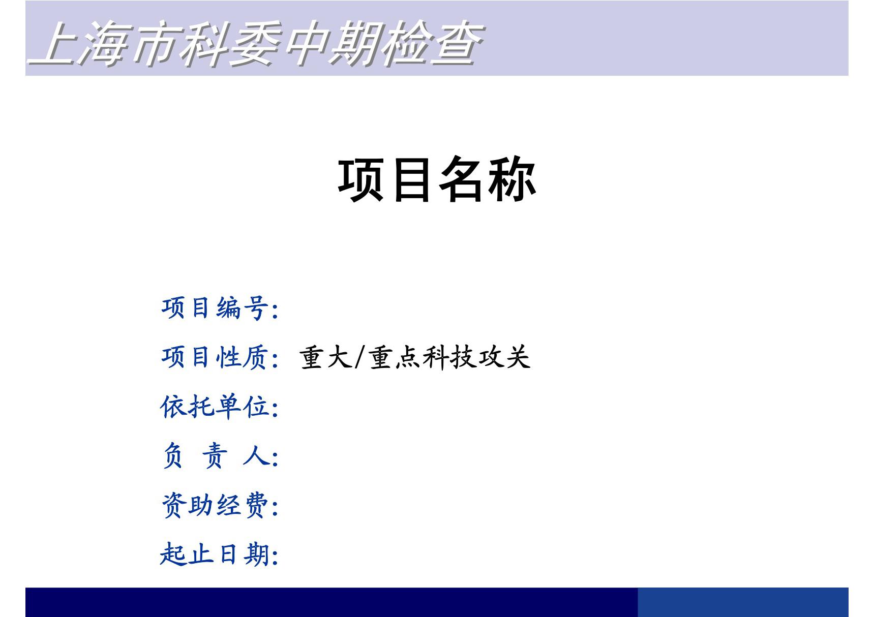 上海市科委重大重点科技攻关项目中期检查PPT模版 - PowerPoint Template